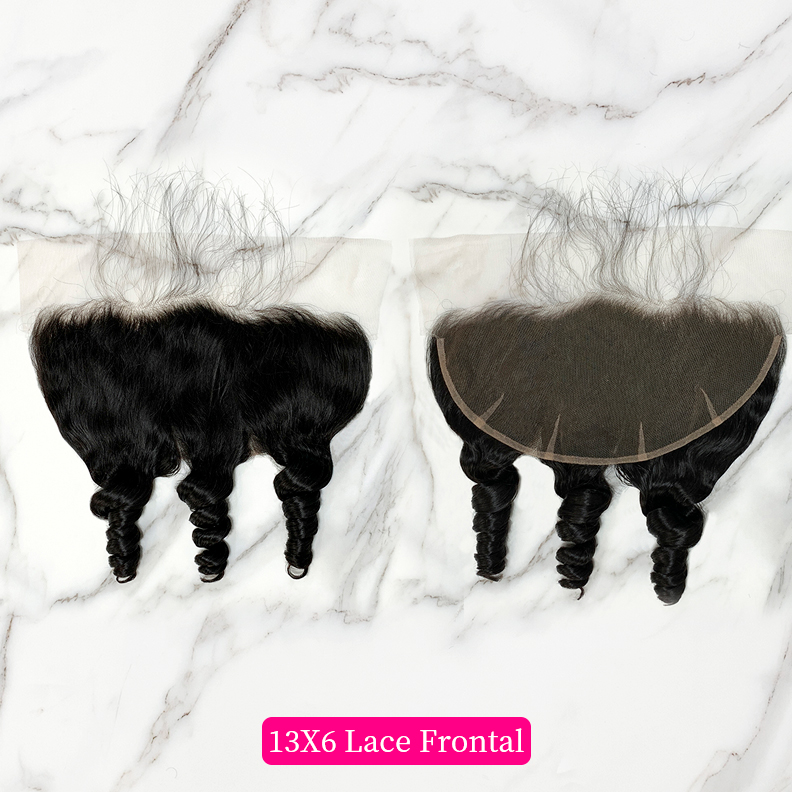 10″ – 20″ Natural Black Color Loose Wave Human Hair 13*6 Lace Frontal with Pre Plucked Natural Hairline