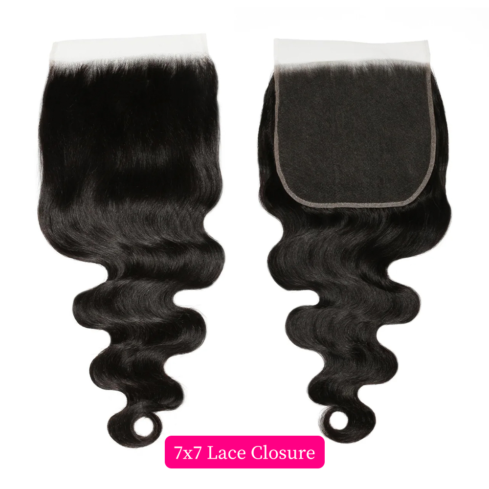 10″ – 20″ Natural Black Color Body Wave Human Hair 7*7 Lace Closure