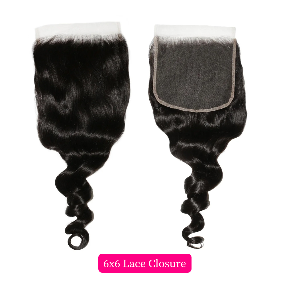 10″ – 20″ Natural Black Color Afro Kinky Curly Human Hair 6*6 Lace Closure