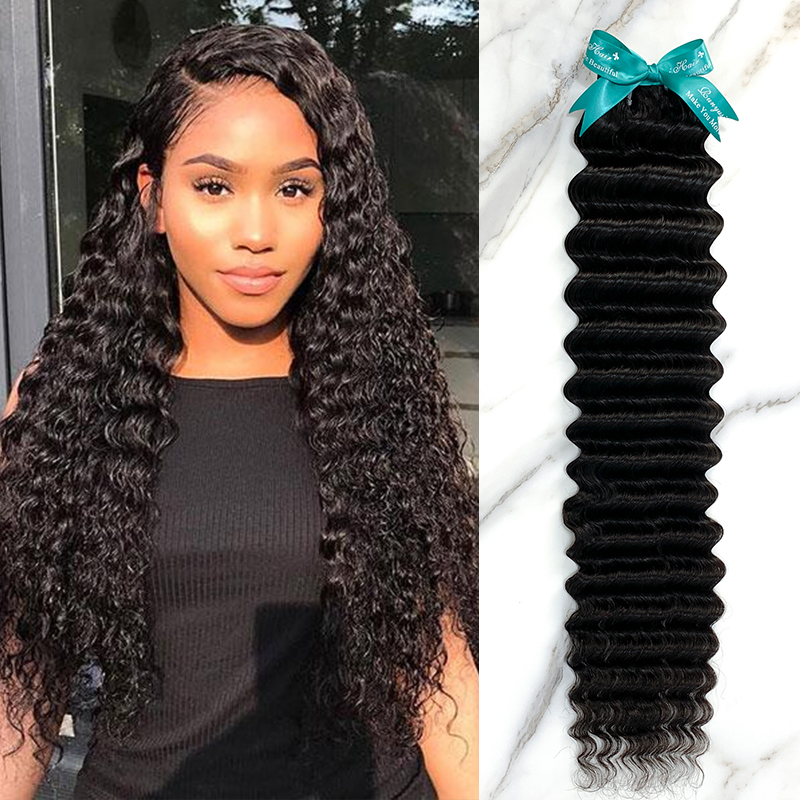 10″ – 40″ Natural Black Color Deep Wave Human Hair Bundle