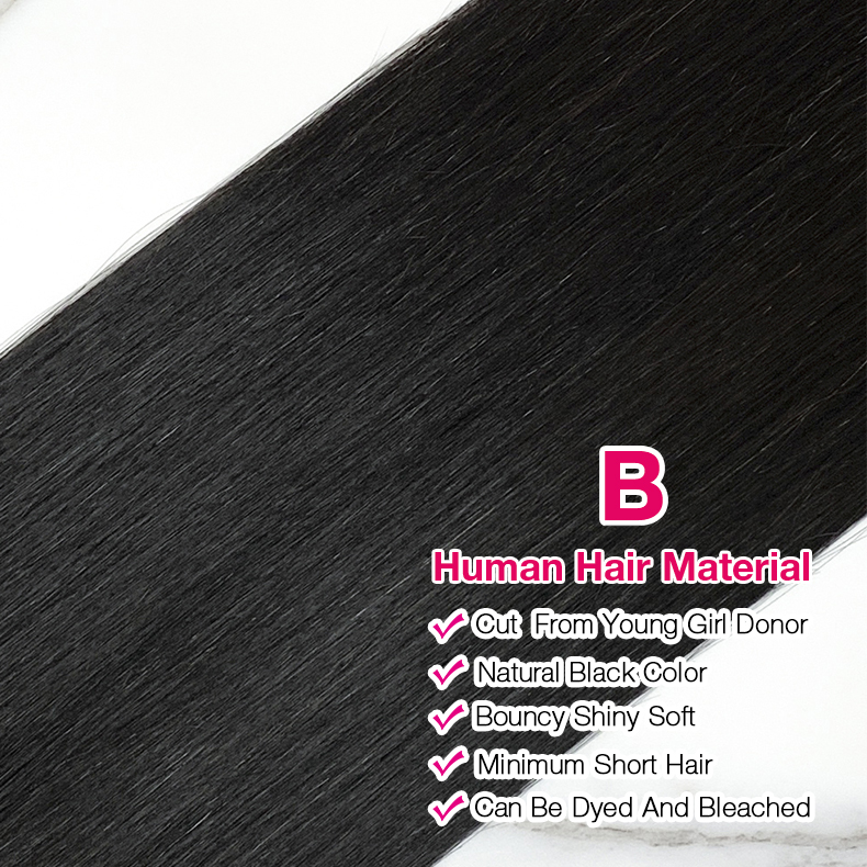 10″ – 40″ Natural Black Color Straight Human Hair Bundle