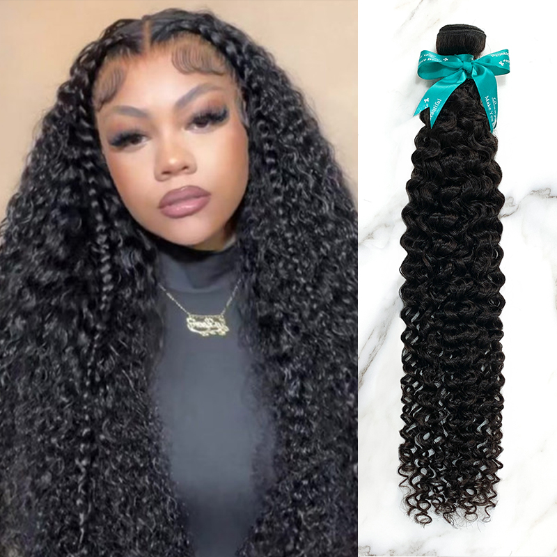 10″ – 40″ Natural Black Color Deep Curly Human Hair Bundle
