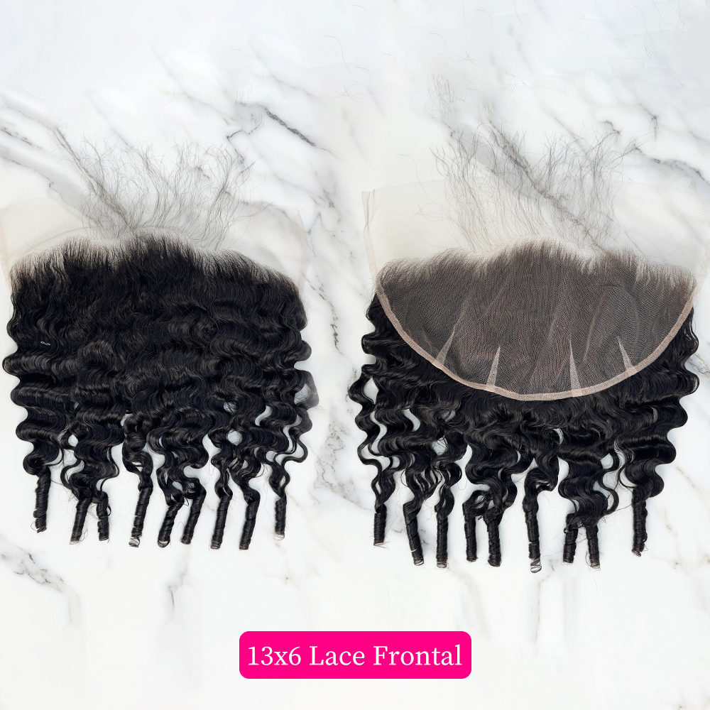 10″ – 20″ Natural Black Color Burmese Wave Human Hair 13*6 Lace Frontal with Pre Plucked Natural Hairline