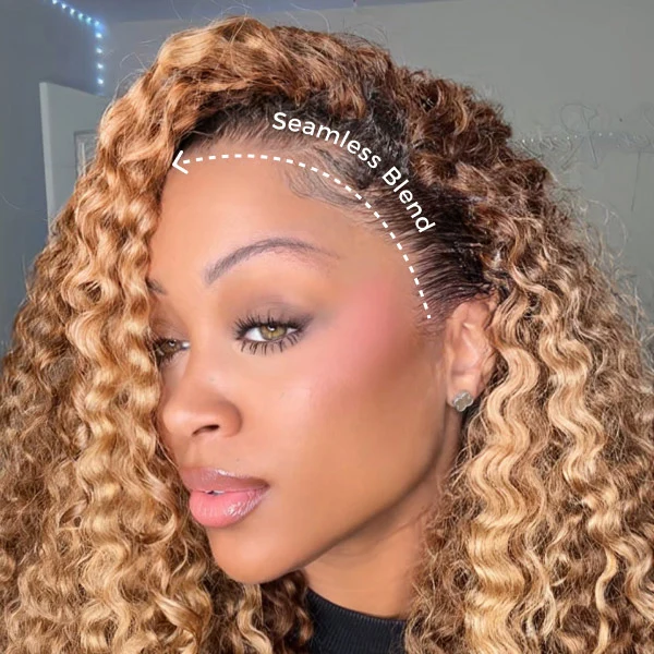 10″ – 40″ Highlights Color Burmese Curly Human Hair Lace Front Wig