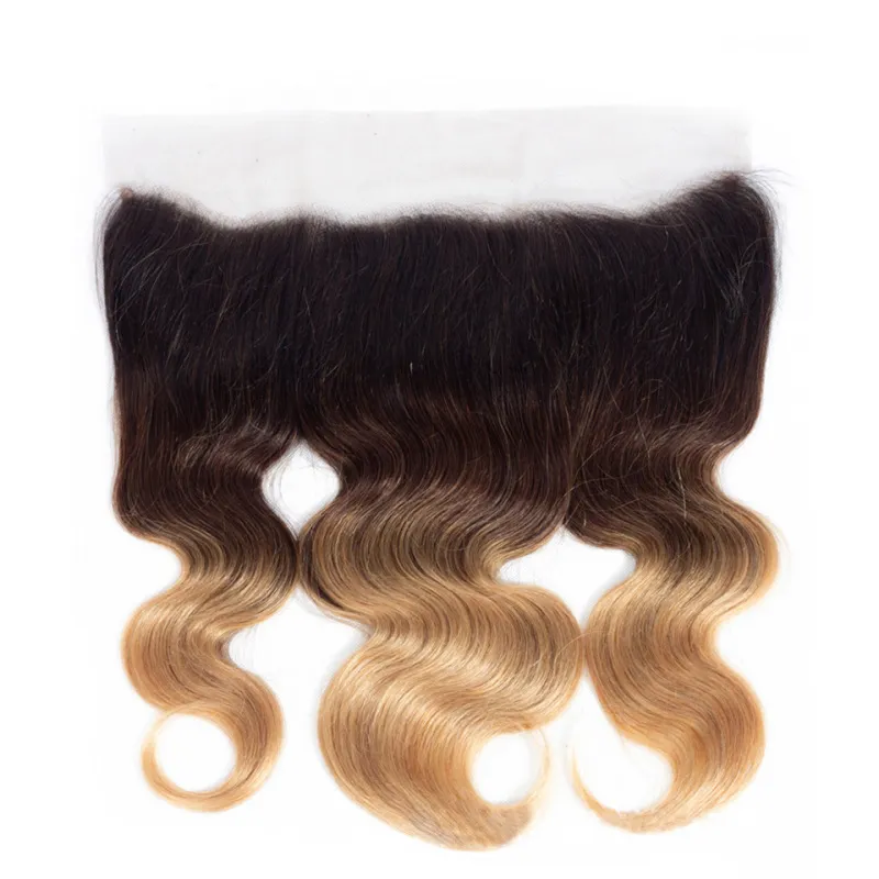 10″ – 20″ #1B/4/27 Color Body Wave Human Hair 13*4 Lace Frontal with Pre Plucked Natural Hairline