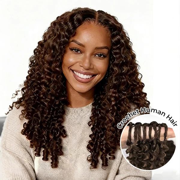 14″ – 24″ #4 Burmese Curly Human Hair Crochet Hair