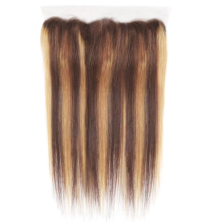10″ – 20″ Highlight Color Straight Human Hair 13*4 Lace Frontal with Pre Plucked Natural Hairline