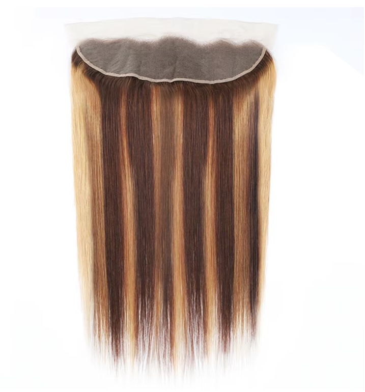 10″ – 20″ Highlight Color Straight Human Hair 13*4 Lace Frontal with Pre Plucked Natural Hairline