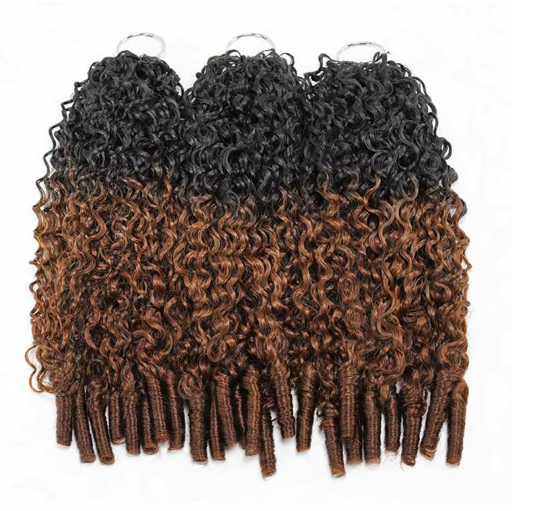 14″ – 24″ #1B/30 Burmese Curly Human Hair Crochet Hair