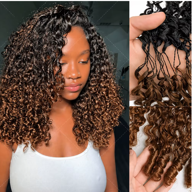 14″ – 24″ #1B/30 Burmese Curly Human Hair Crochet Hair