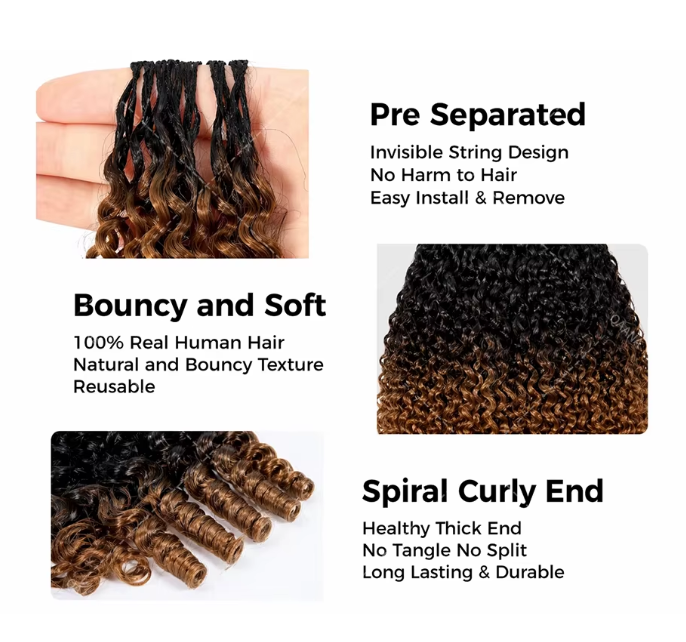 14″ – 24″ #1B/30 Burmese Curly Human Hair Crochet Hair