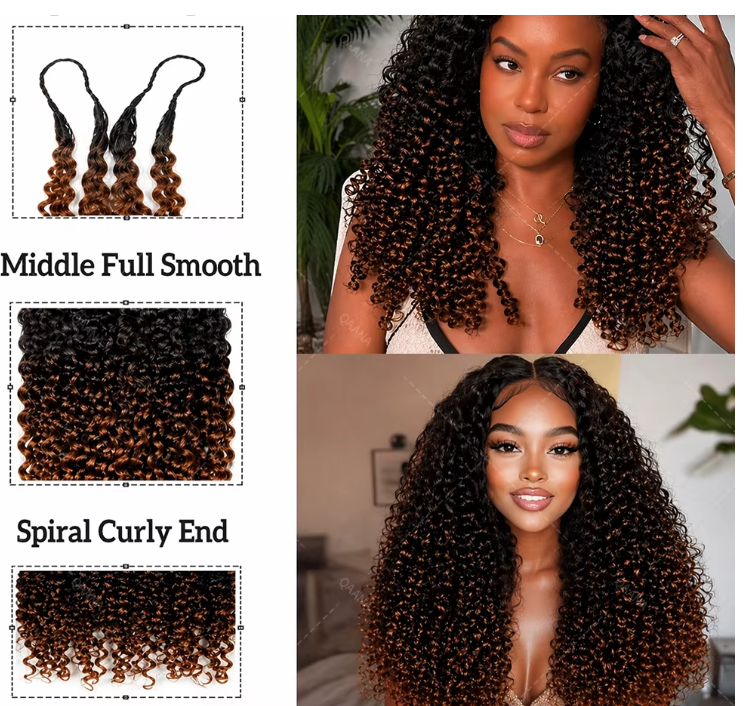 14″ – 24″ #1B/30 Burmese Curly Human Hair Crochet Hair