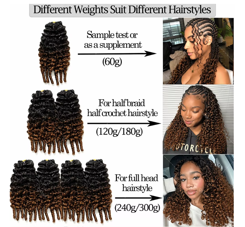 14″ – 24″ #1B/30 Burmese Curly Human Hair Crochet Hair