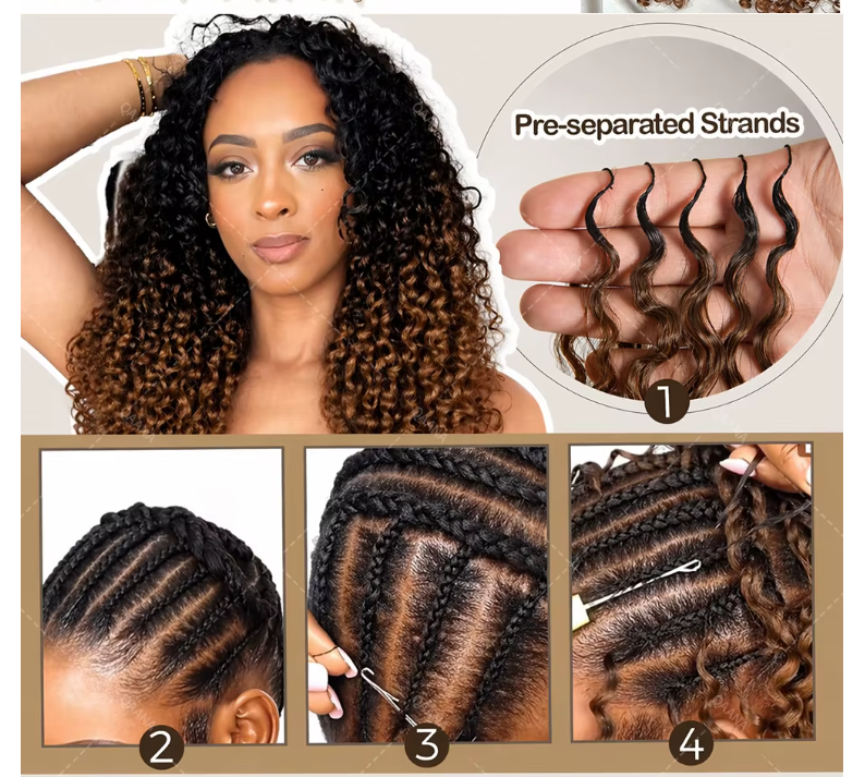 14″ – 24″ #1B/30 Burmese Curly Human Hair Crochet Hair