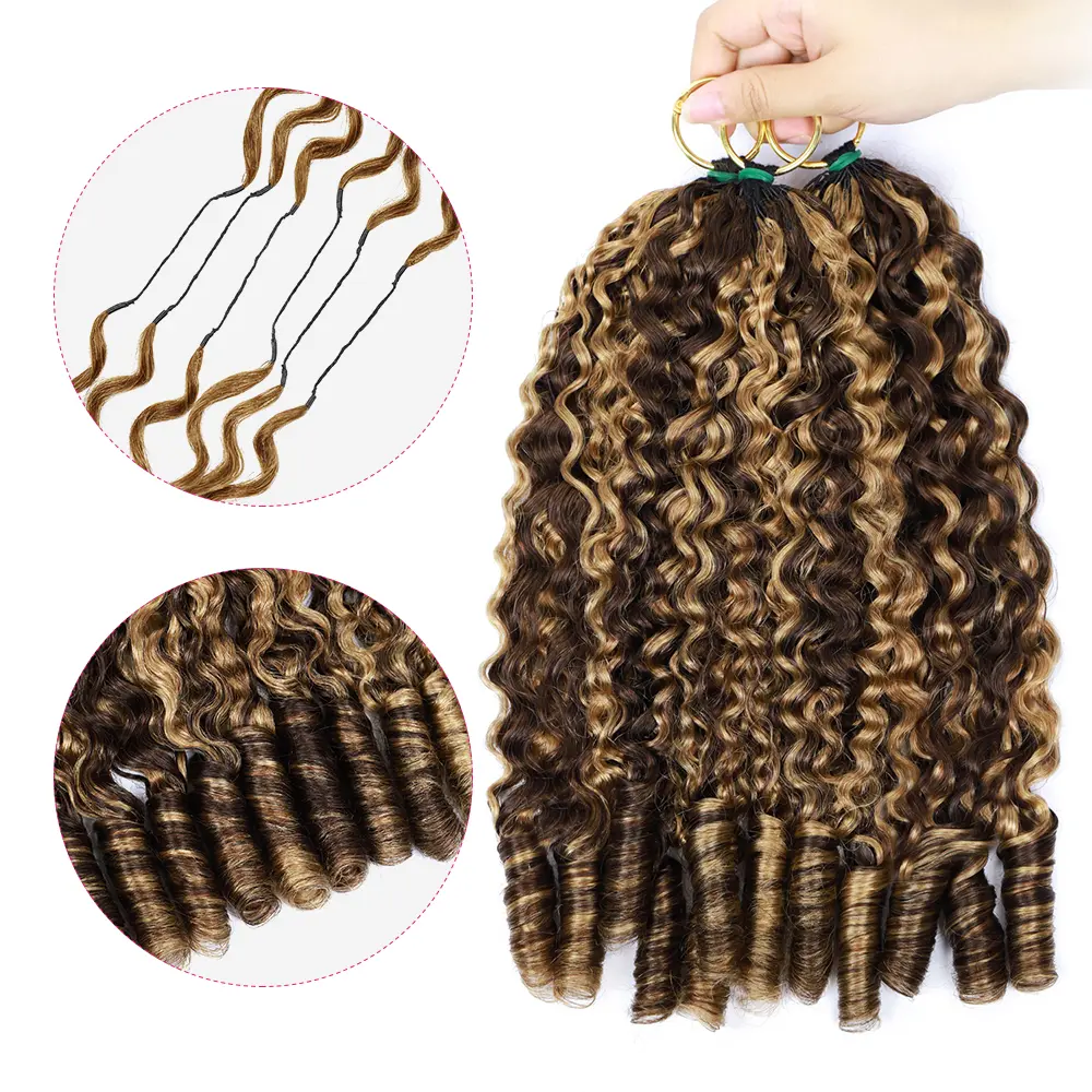14″ – 24″ #4/27 Burmese Curly Human Hair Crochet Hair