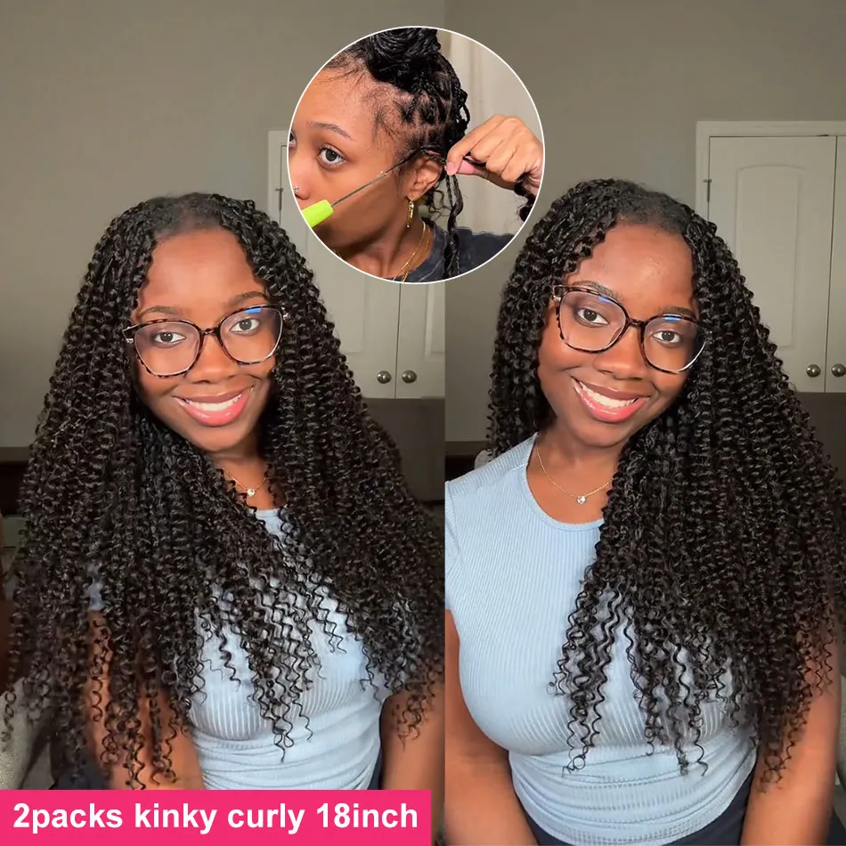 14″ – 24″ Natural Color Kinky Curly Human Hair Crochet Hair