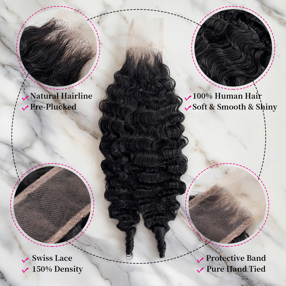 10″ – 20″ Natural Black Color Burmese Wave Human Hair 2*6 Lace Closure