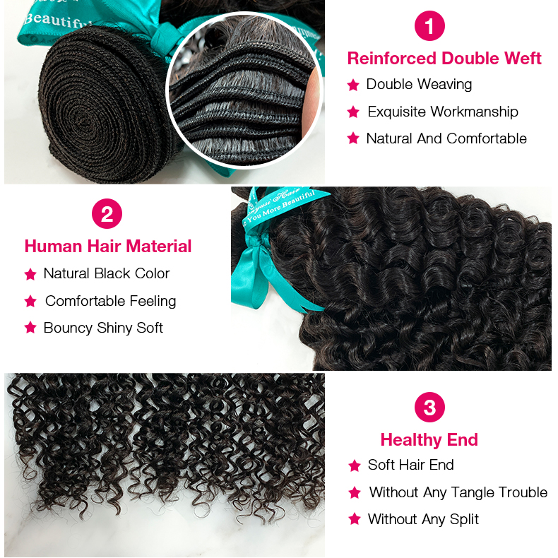 4 Bundles 10″ – 40″ Natural Black Color Deep Curly Human Hair Bundle