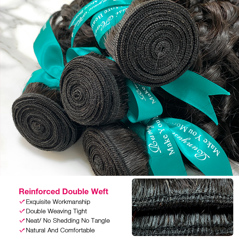 4 Bundles 10″ – 40″ Natural Black Color Water Wave Human Hair Bundle