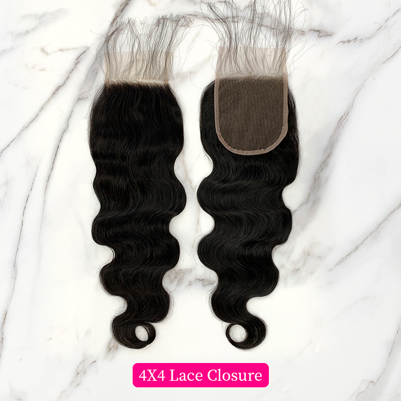 10″ – 20″ Natural Black Color Body Wave Human Hair 4*4 Lace Closure