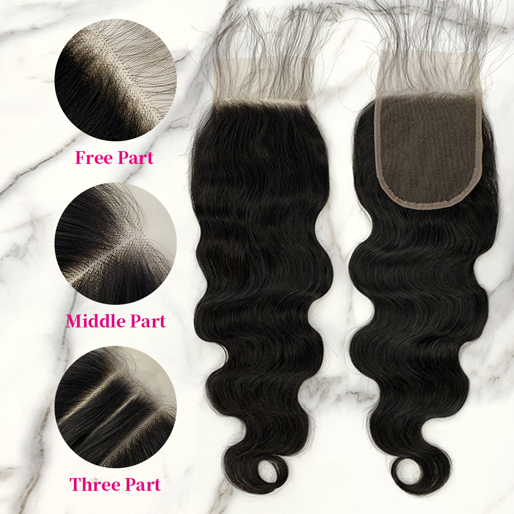 10″ – 20″ Natural Black Color Body Wave Human Hair 4*4 Lace Closure