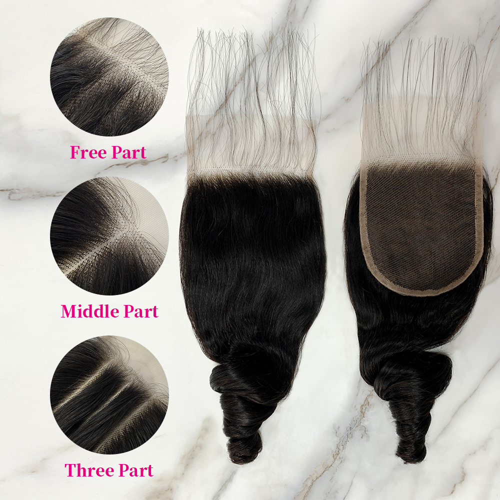 10″ – 20″ Natural Black Color Loose Wave Human Hair 4*4 Lace Closure