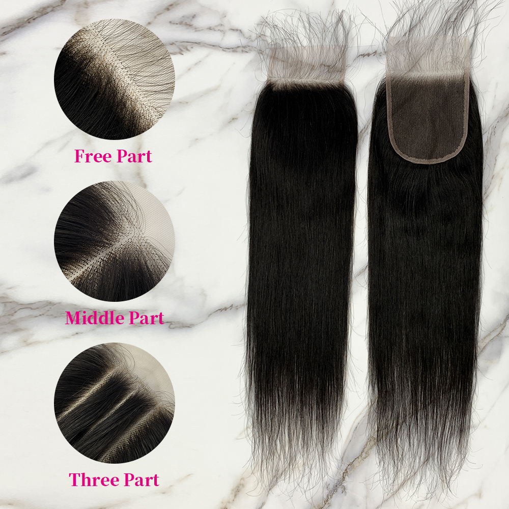 10″ – 20″ Natural Black Color Straight Human Hair 4*4 Lace Closure