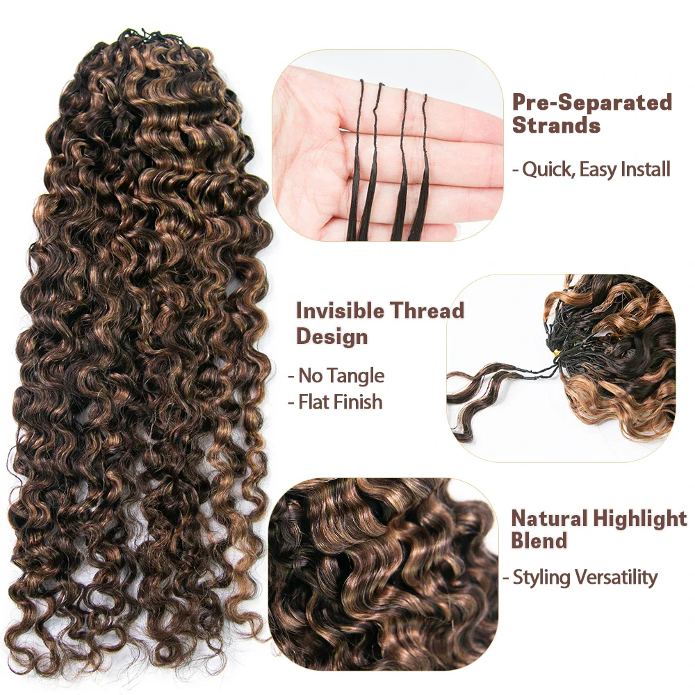 14″ – 24″ #2/30 Deep Wave Human Hair Crochet Hair