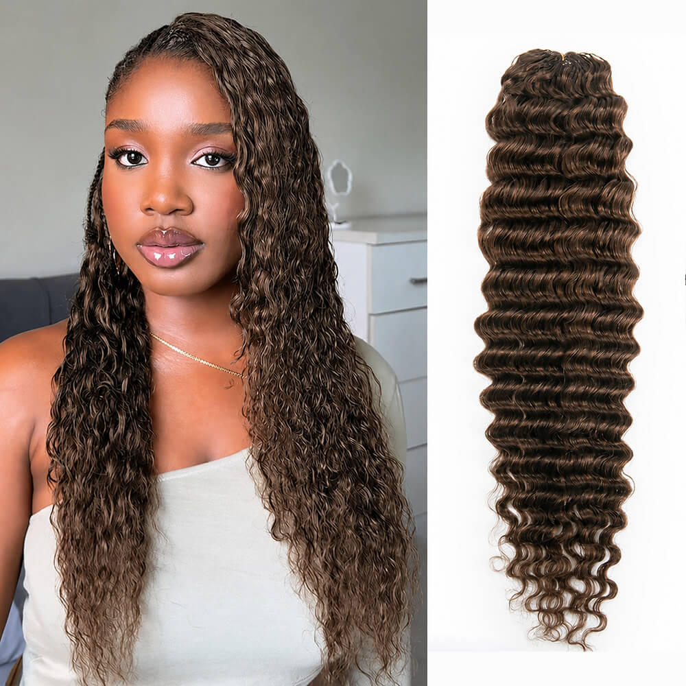 14″ – 24″ #4 Deep Wave Human Hair Crochet Hair