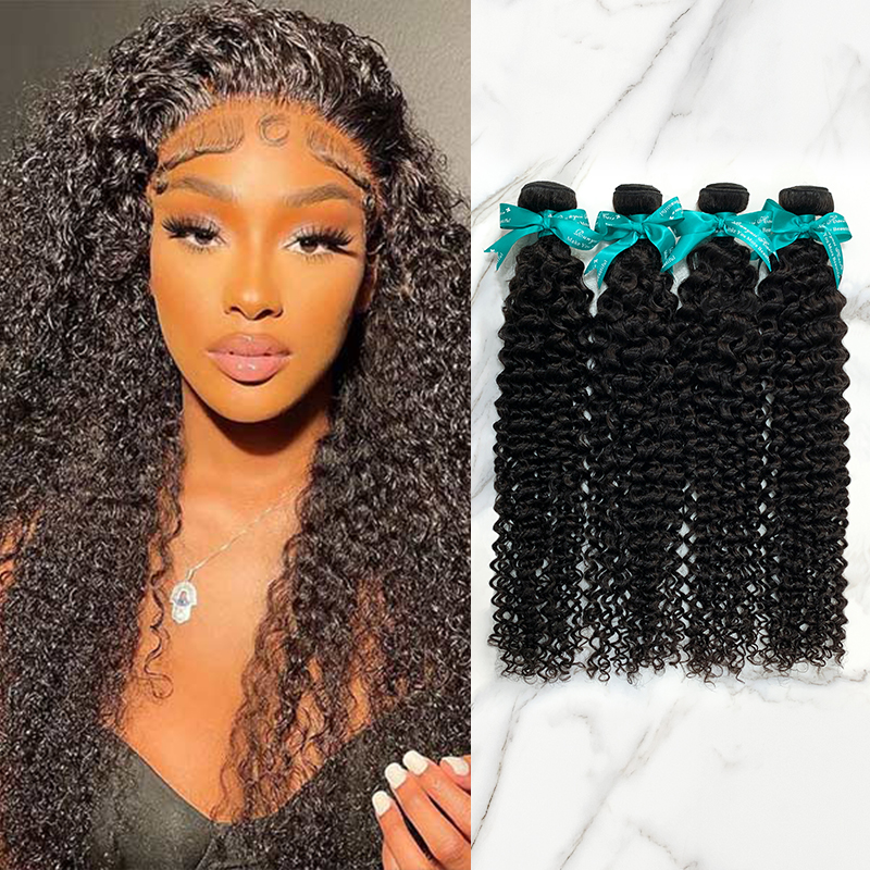 4 Bundles 10″ – 40″ Natural Black Color Deep Curly Human Hair Bundle
