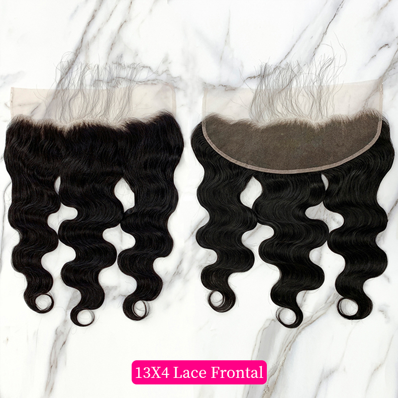 10″ – 20″ Natural Black Color Body Wave Human Hair 13*4 Lace Frontal with Pre Plucked Natural Hairline