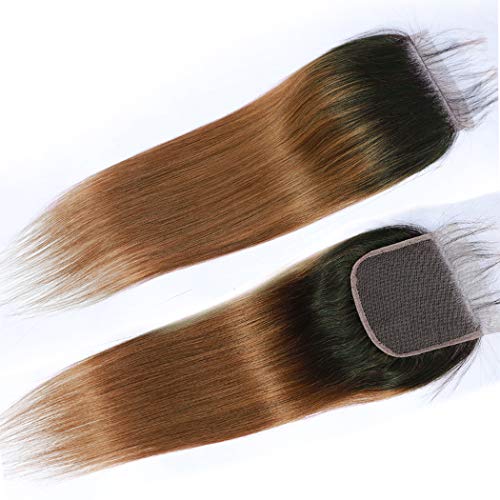 10″ – 20″ #1B/30 Color Straight Human Hair 4*4 Lace Closure