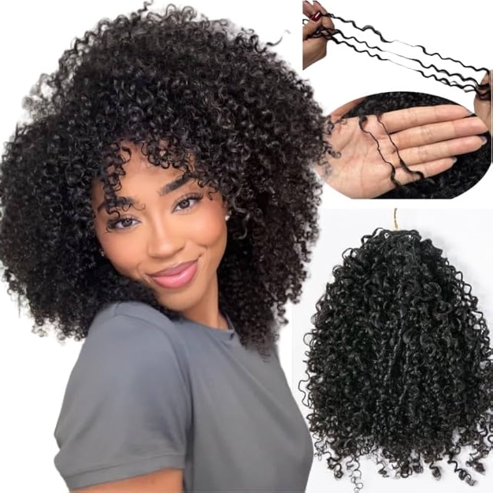 14″ – 24″ Natural Color Afro Curly Human Hair Crochet Hair