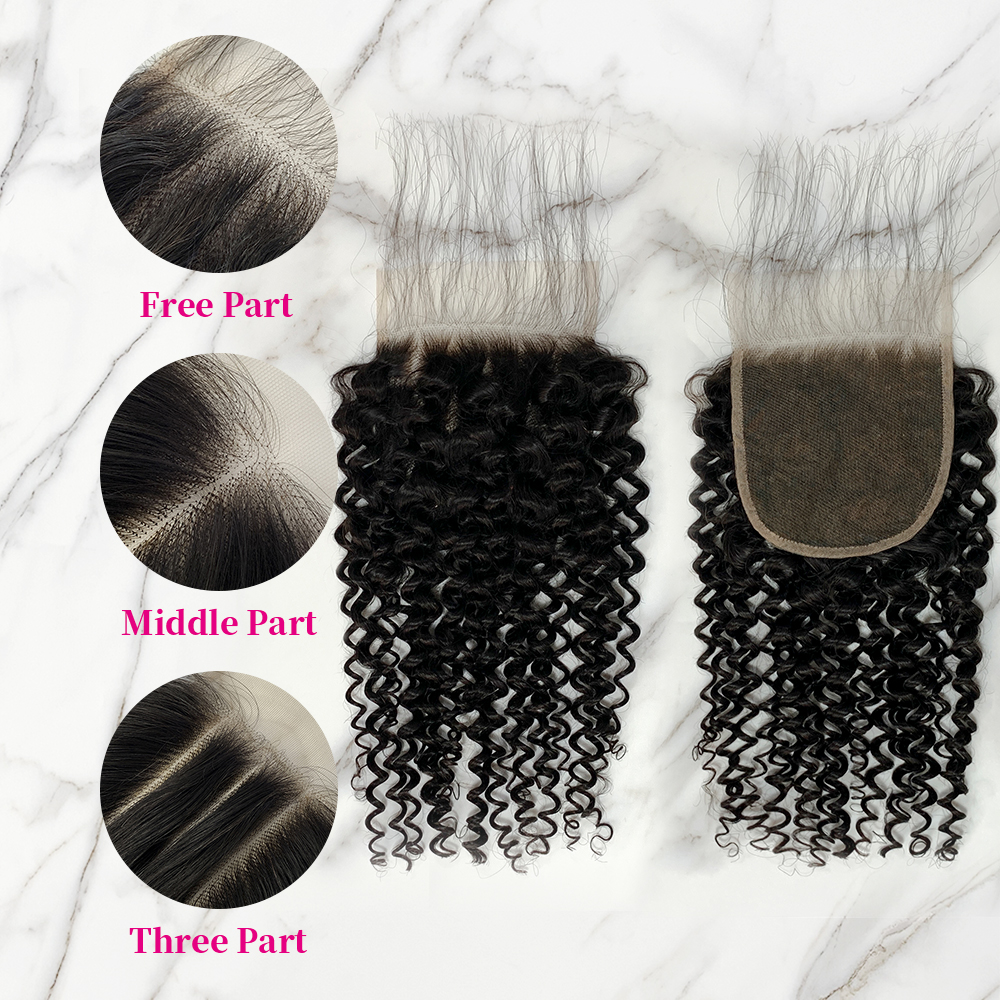 10″ – 20″ Natural Black Color Deep Curly Human Hair 5*5 Lace Closure