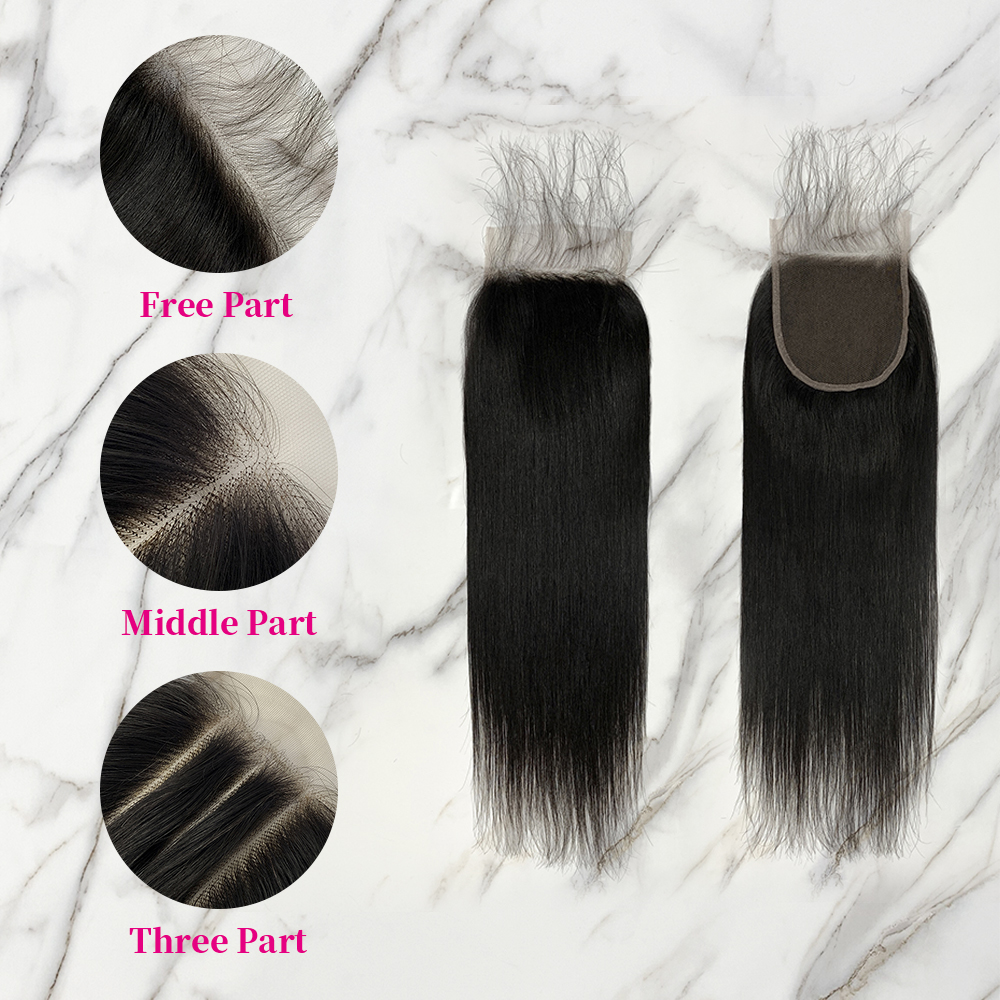 10″ – 20″ Natural Black Color Straight Human Hair 5*5 Lace Closure