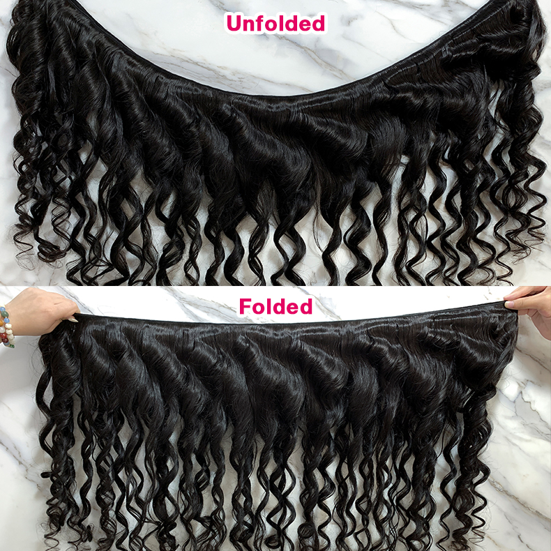 Natural Black Color Loose Wave 3 Bundles with 5*5 Lace Closure