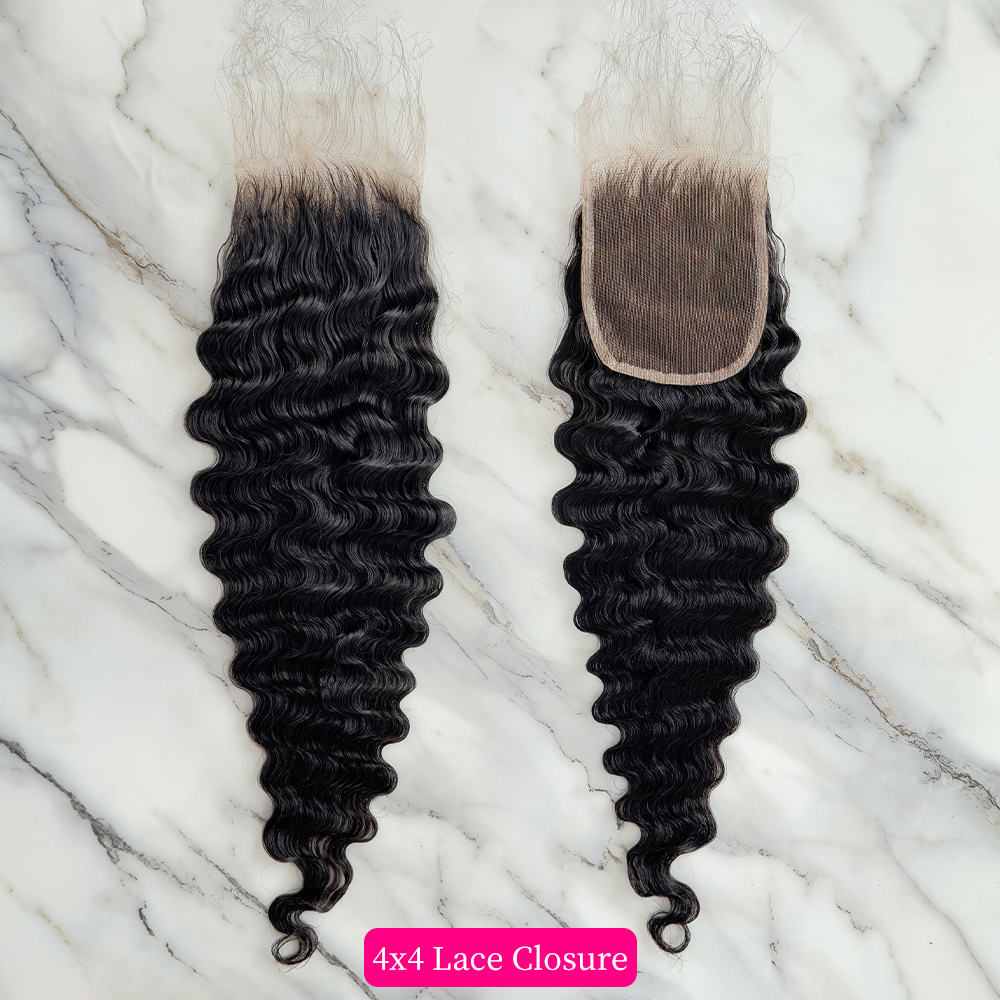 10″ – 20″ Natural Black Color Burmese Curly Human Hair 4*4 Lace Closure