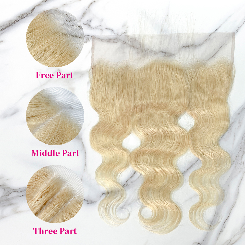 10″ – 20″ #613 Color Body Wave Human Hair 13*4 Lace Frontal with Pre Plucked Natural Hairline