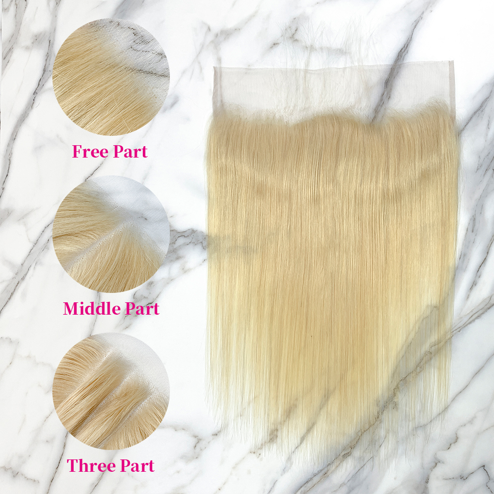 10″ – 20″ #613 Color Straight Human Hair 13*4 Lace Frontal with Pre Plucked Natural Hairline