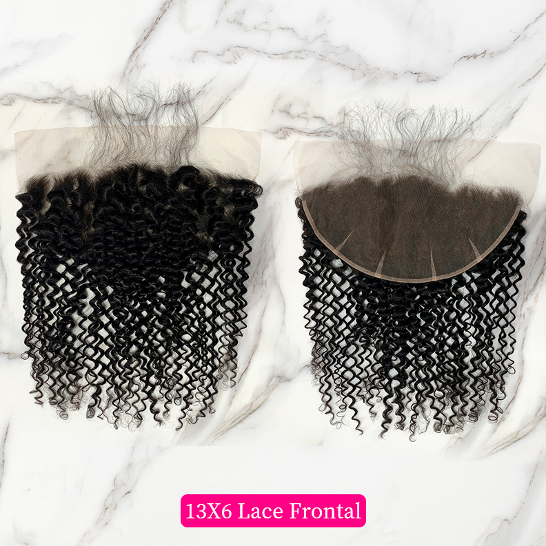 10″ – 20″ Natural Black Color Deep Curly Human Hair 13*6 Lace Frontal with Pre Plucked Natural Hairline
