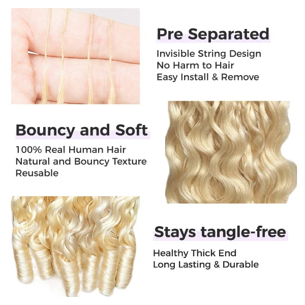 14″ – 24″ #1B/613 Burmese Curly Human Hair Crochet Hair
