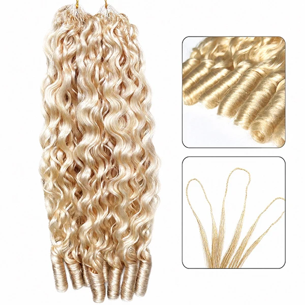 14″ – 24″ #1B/613 Burmese Curly Human Hair Crochet Hair