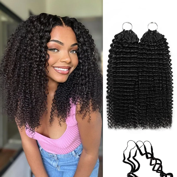 14″ – 24″ Natural Color Jerry Curly Human Hair Crochet Hair