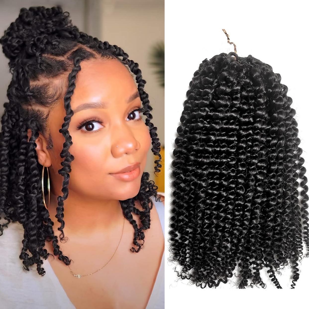 14″ – 24″ Natural Color Kinky Curly Human Hair Crochet Hair