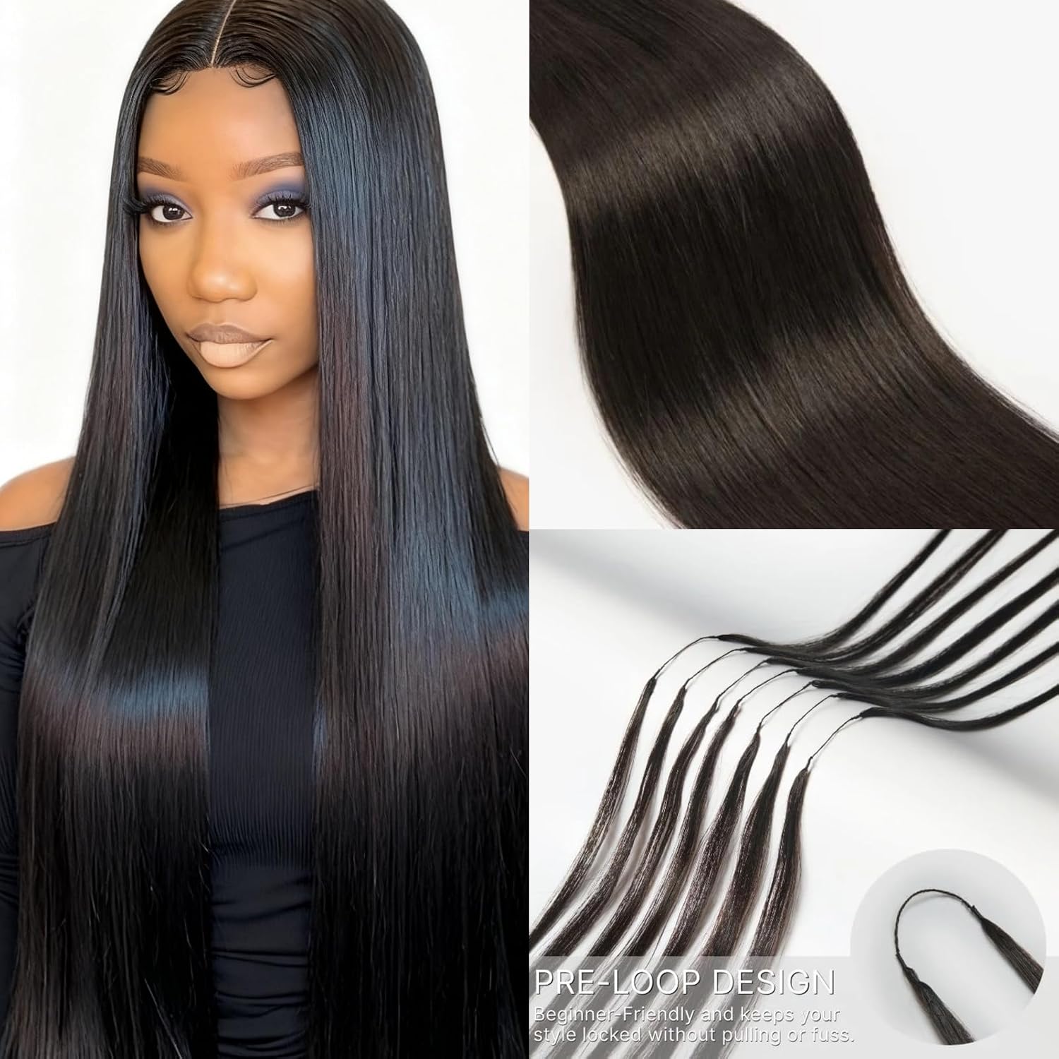 14″ – 24″ Natural Color Straight Human Hair Crochet Hair