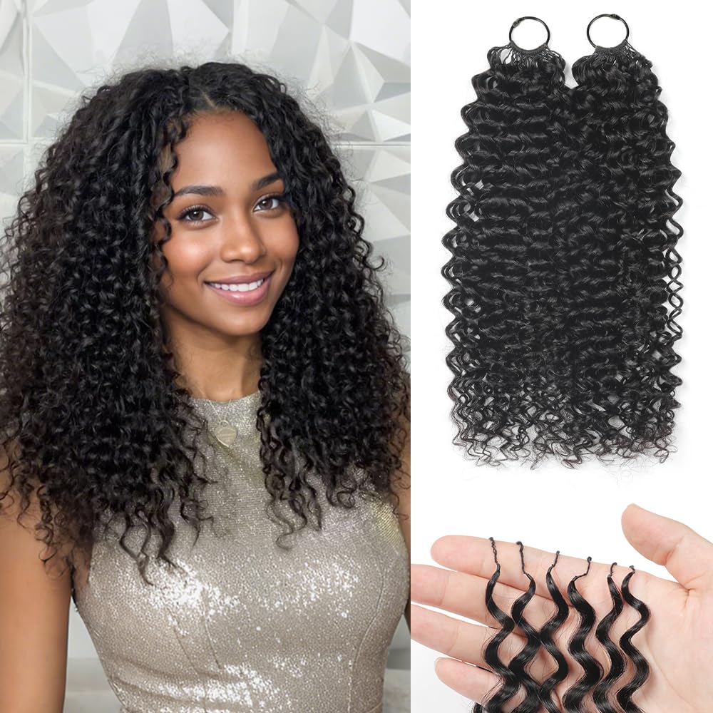14″ – 24″ Natural Color Jerry Curly Human Hair Crochet Hair