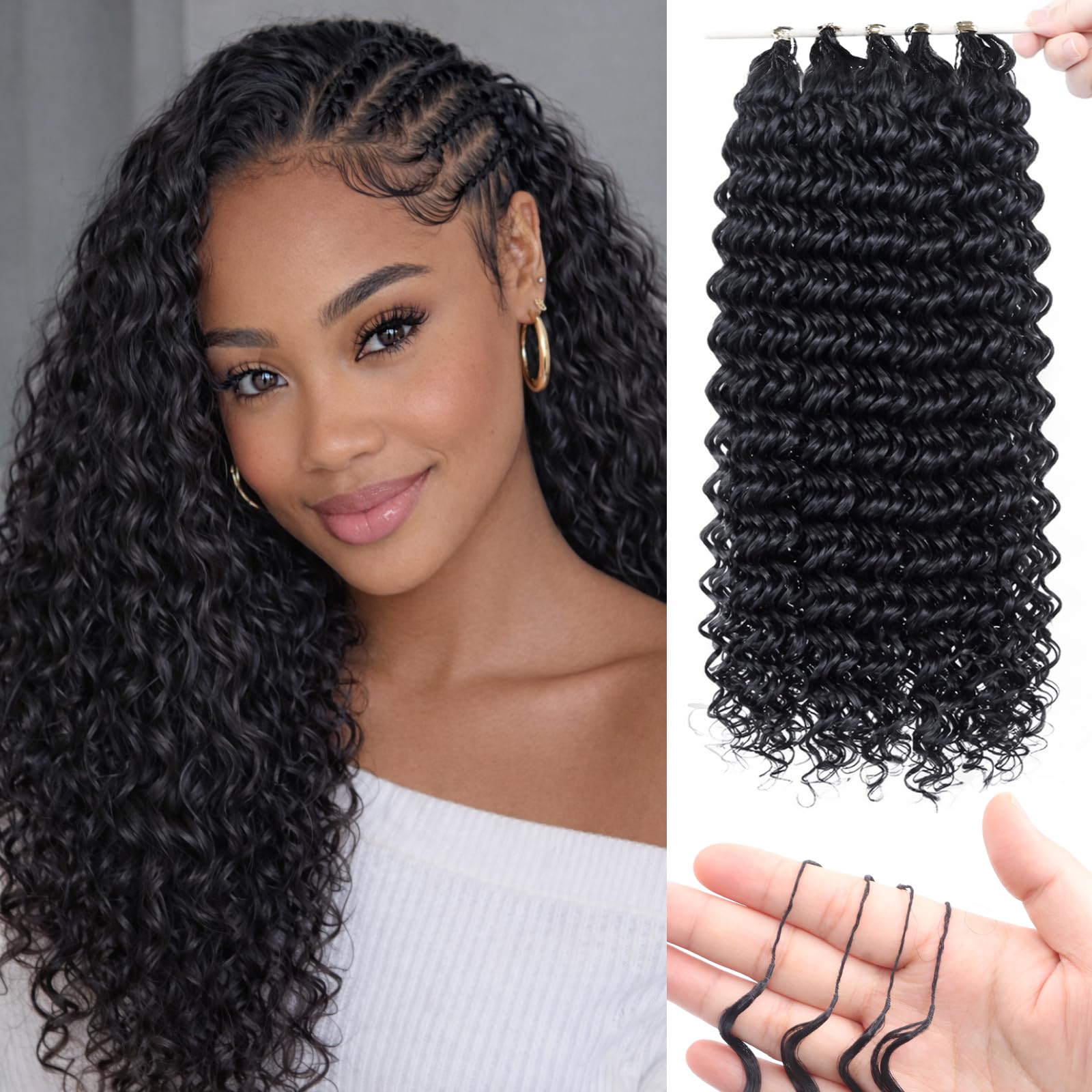 14″ – 24″ Natural Color Jerry Curly Human Hair Crochet Hair