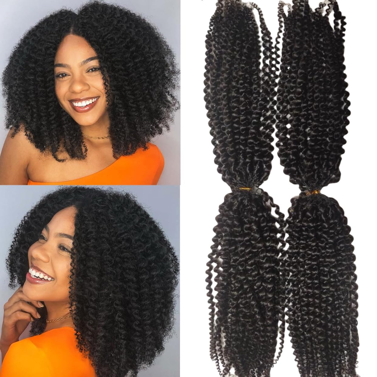 14″ – 24″ Natural Color Kinky Curly Human Hair Crochet Hair