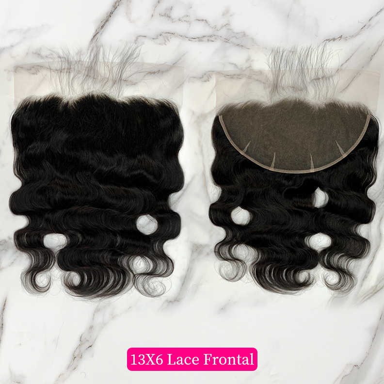 10″ – 20″ Natural Black Color Body Wave Human Hair 13*6 Lace Frontal with Pre Plucked Natural Hairline