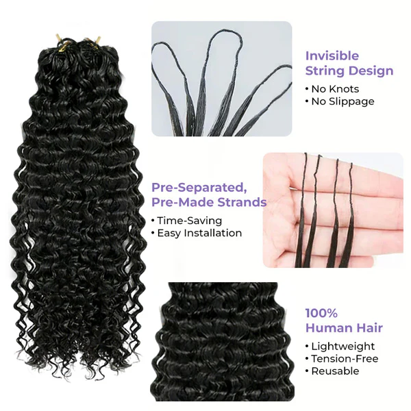 14″ – 24″ Natural Color Water Wave Human Hair Crochet Hair